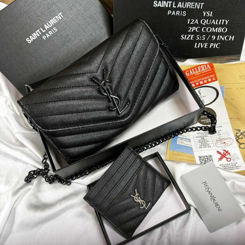 YSL Saint Laurent(COPY )Black Leather Chain Bag &amp;