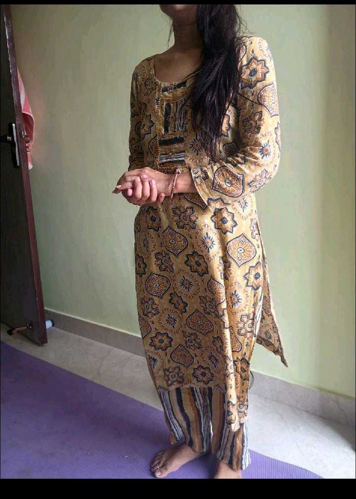 Yellow Printed Kurta Set