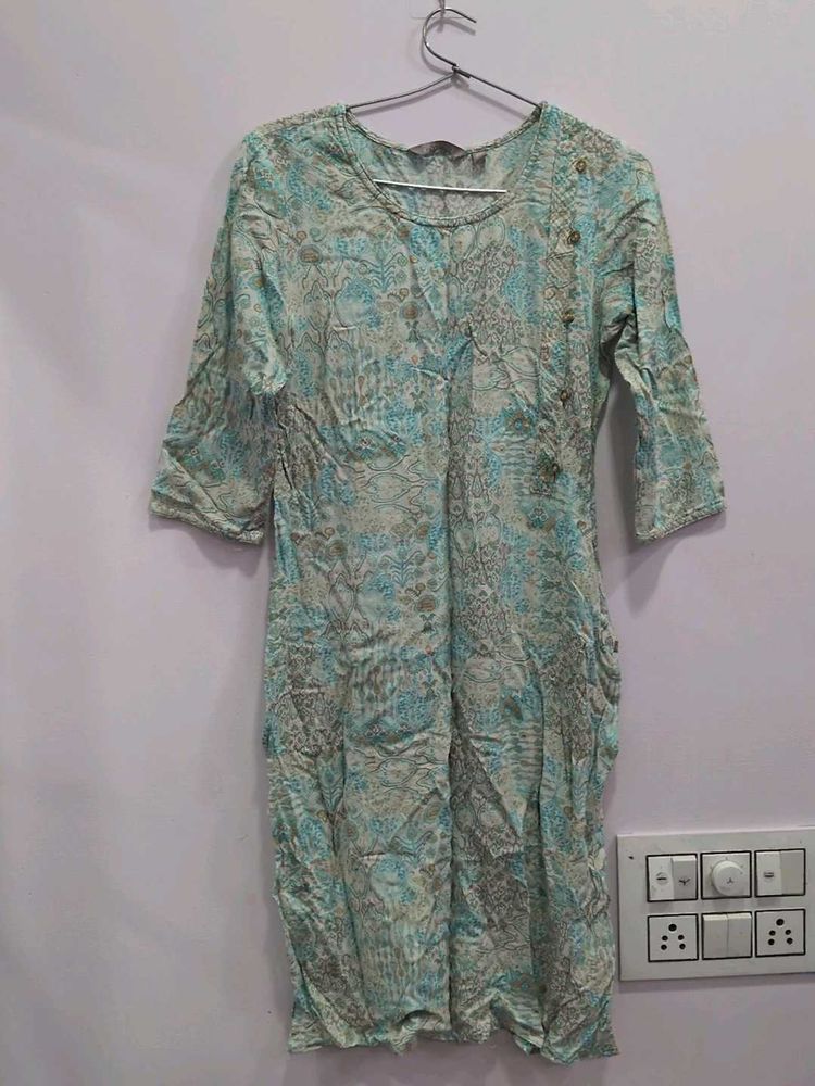 Blue Floral Print Kurta