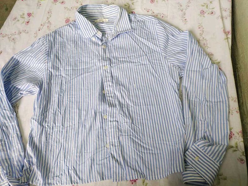 women Striped Button-Up Shirt