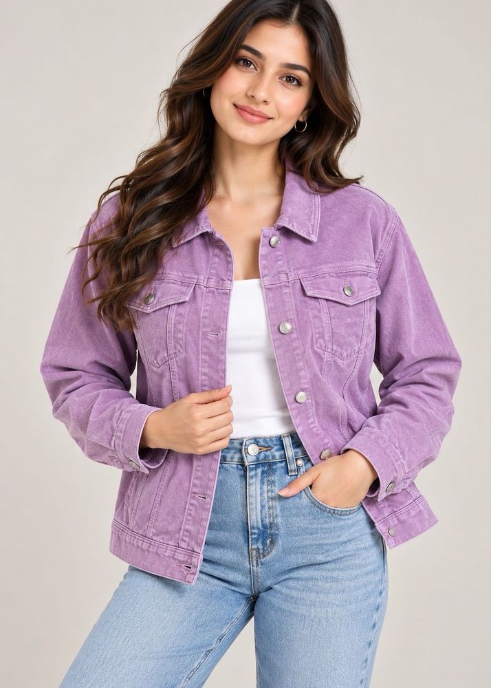 Purple Corduroy Button-Up Jacket