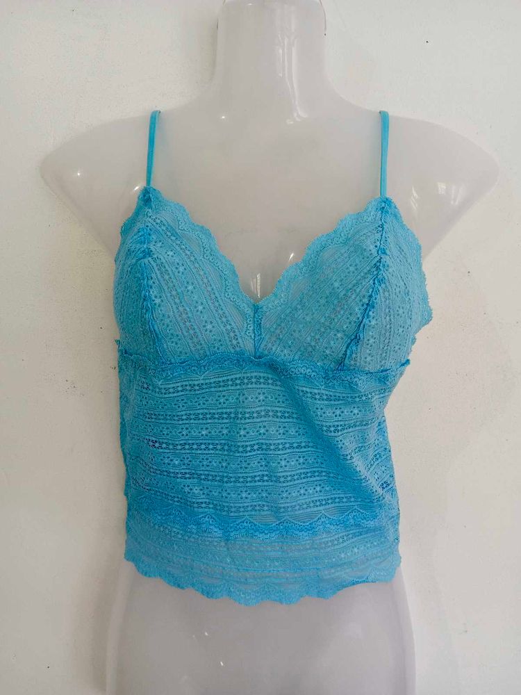 Blue Lace Bralette Camisole Top
