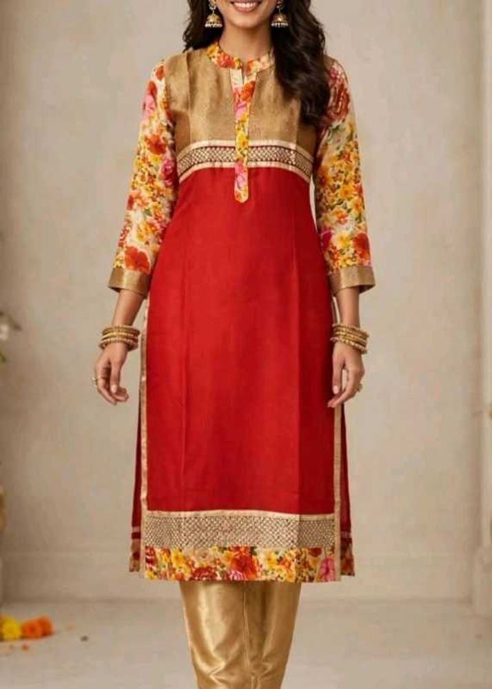 Elegant Red Floral Kurta Set