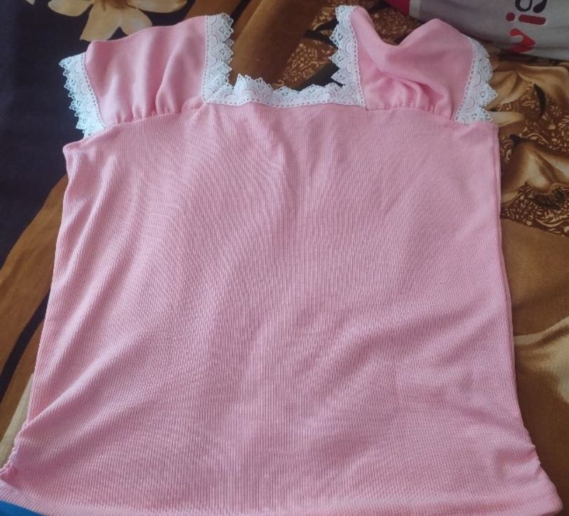 Cute Pink Top with Lace Detail