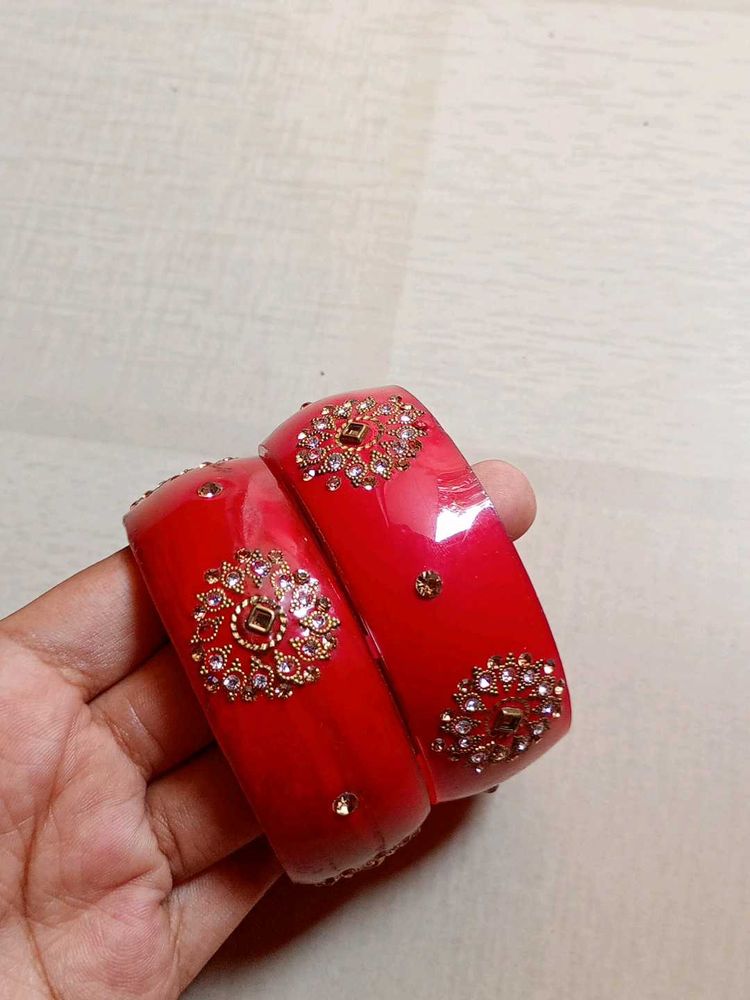 red embellished y2k Bangle Set