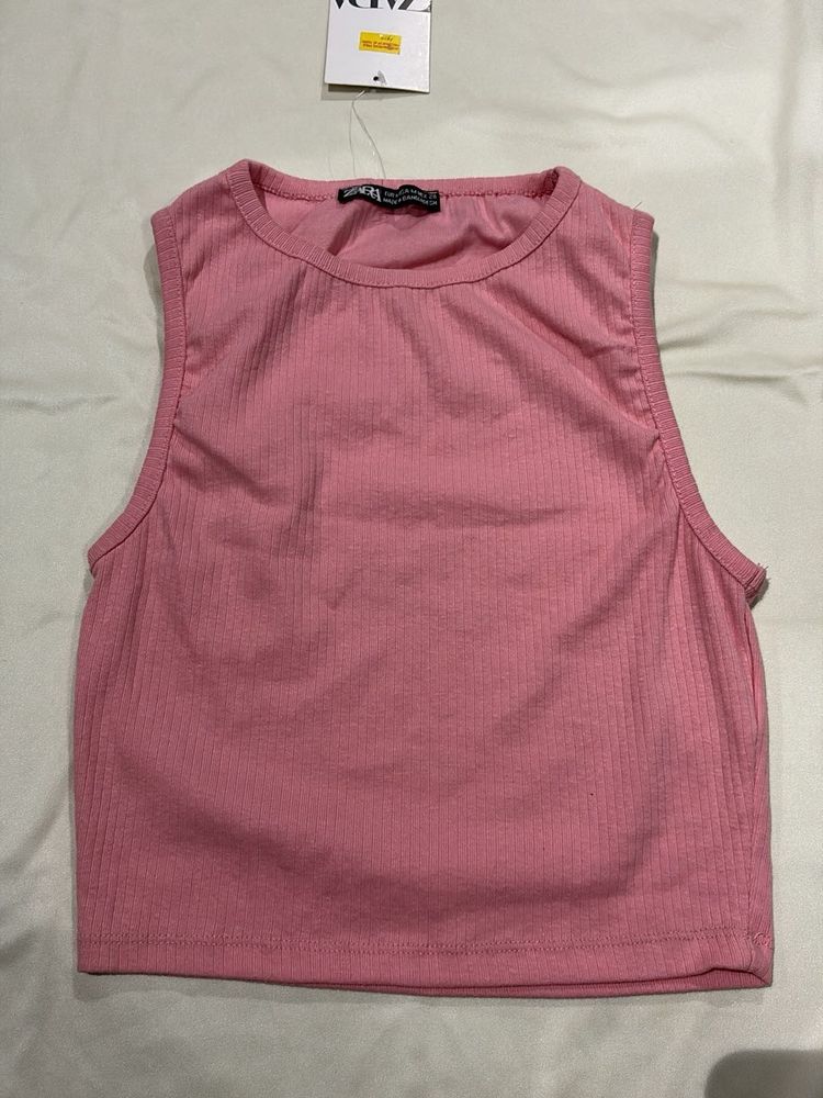 Cute Pink Ribbed Tank Top