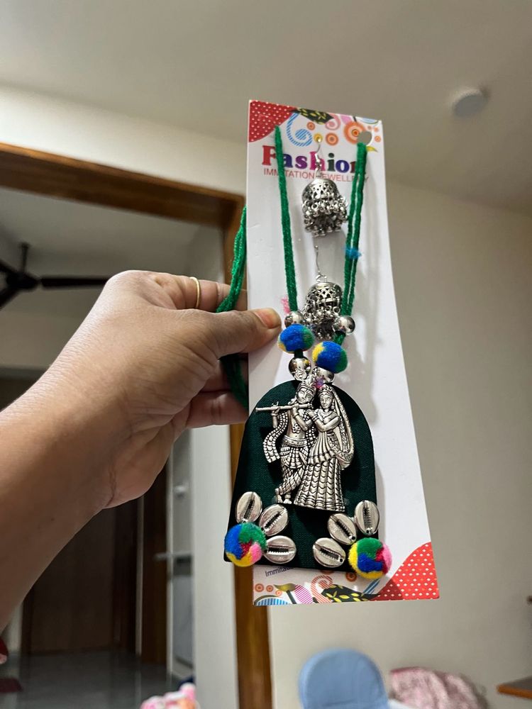 Handmade Radha Krishna Pendant Necklace