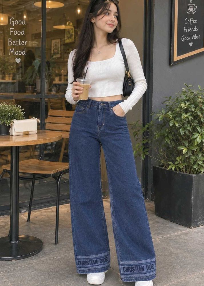 NAVY BLUE WIDE LEG JEANS 💙