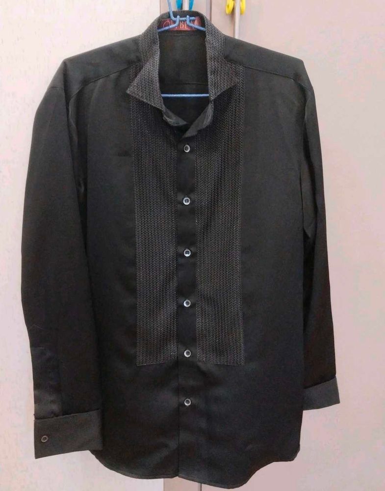 Men's Black Designer Party Shirt