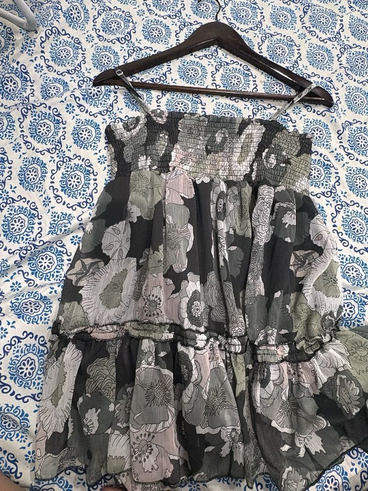 Boho Floral Print Tiered Mini Dress