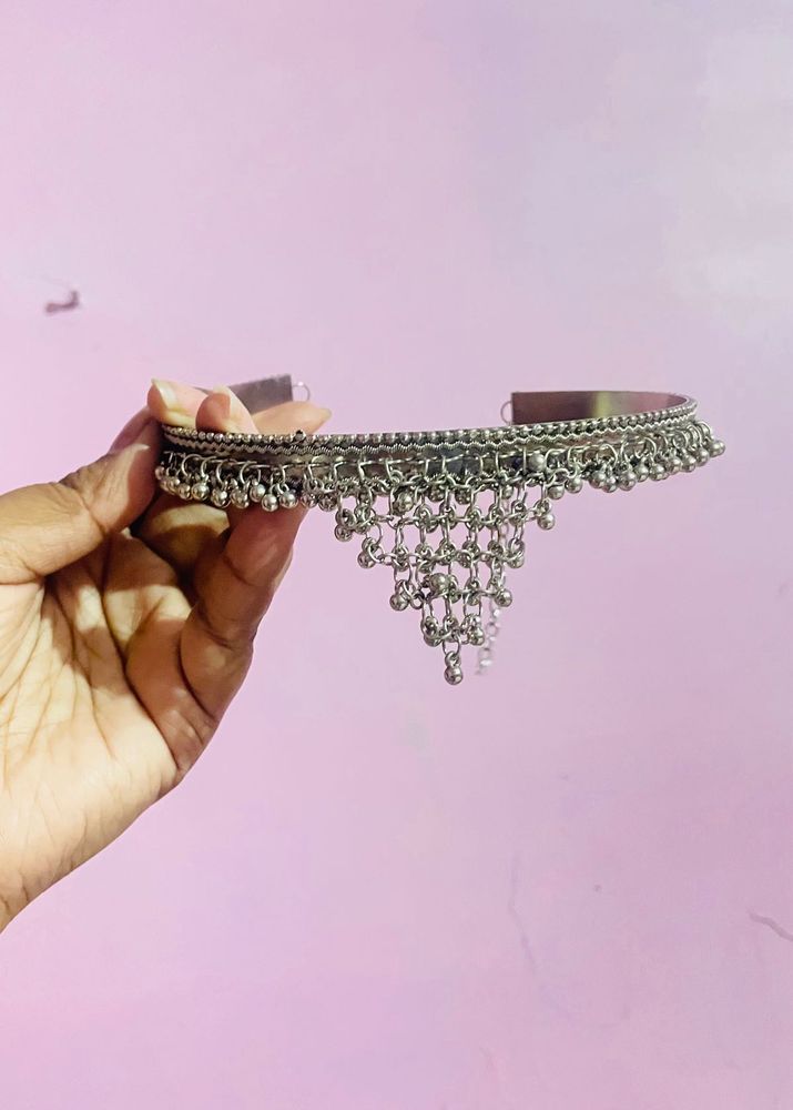 Boho Chic Oxidized Silver Anklet