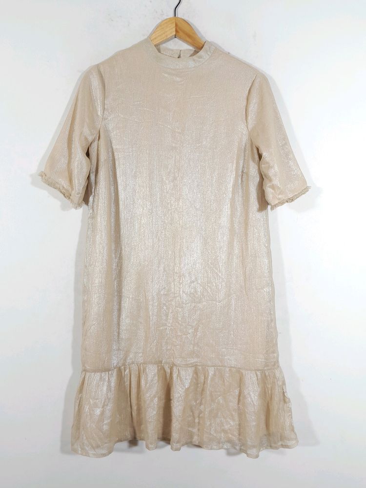 Shimmering Champagne Ruffle Dress