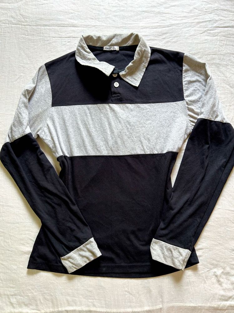 Striped Long Sleeve Polo Shirt