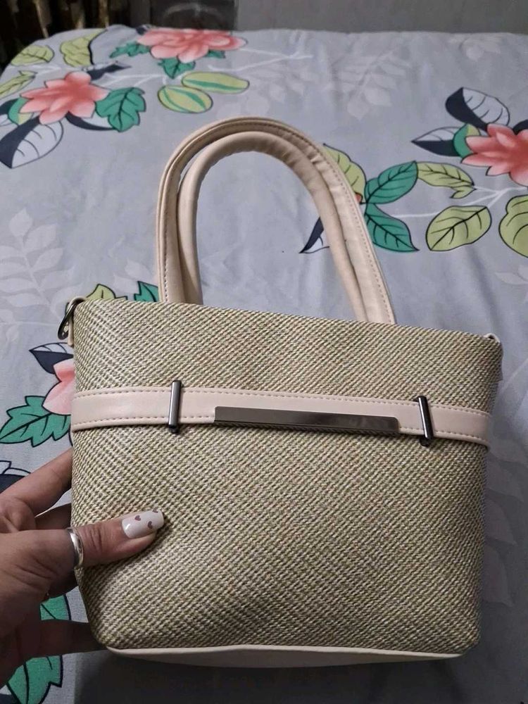 Stylish Tan Woven Handbag