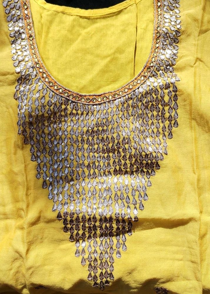 Yellow Embroidered kurti