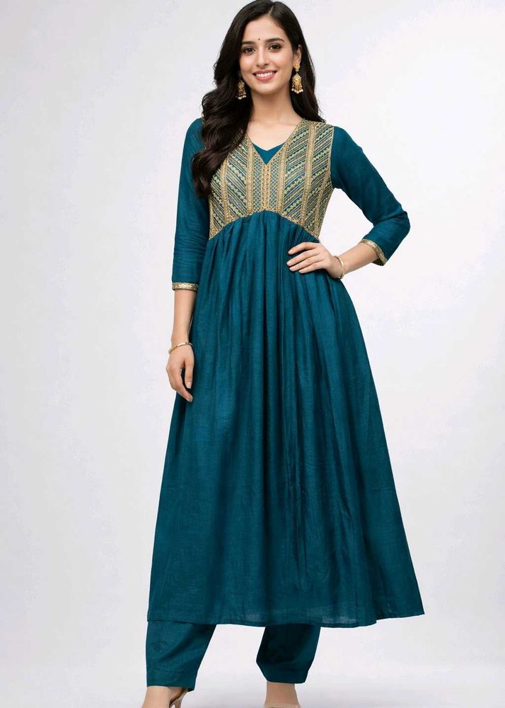 Elegant Teal Embroidered Kurta Set
