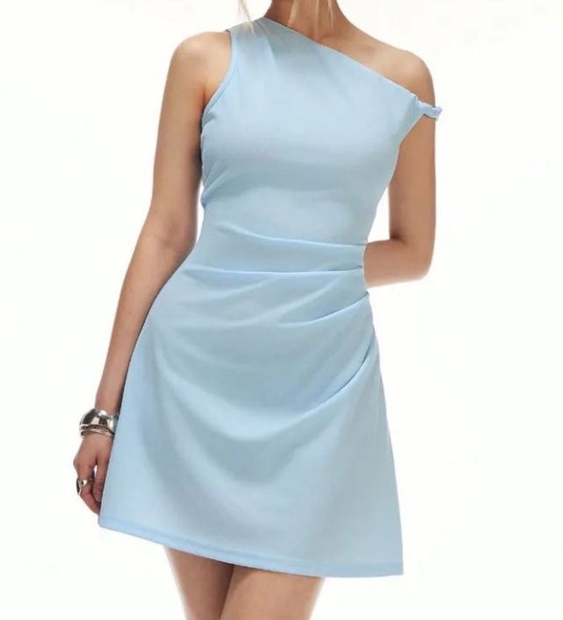 Light Blue One Shoulder Dress