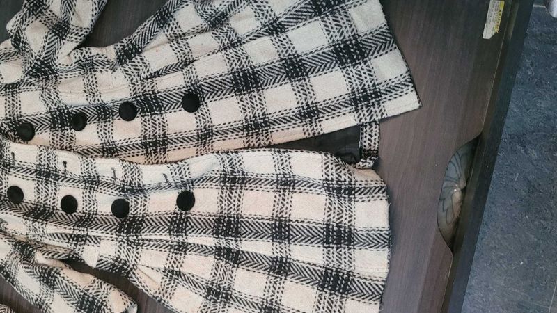 Checked Double-Breasted Coat
