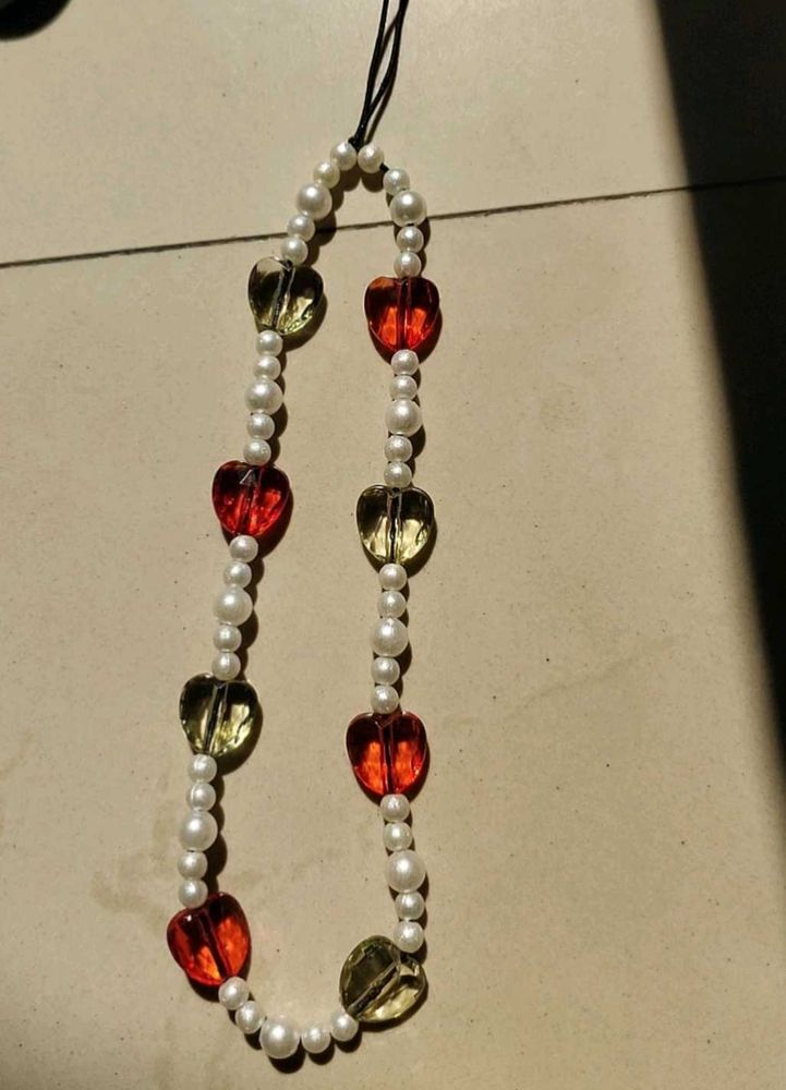 Heart Beaded Phone Charm