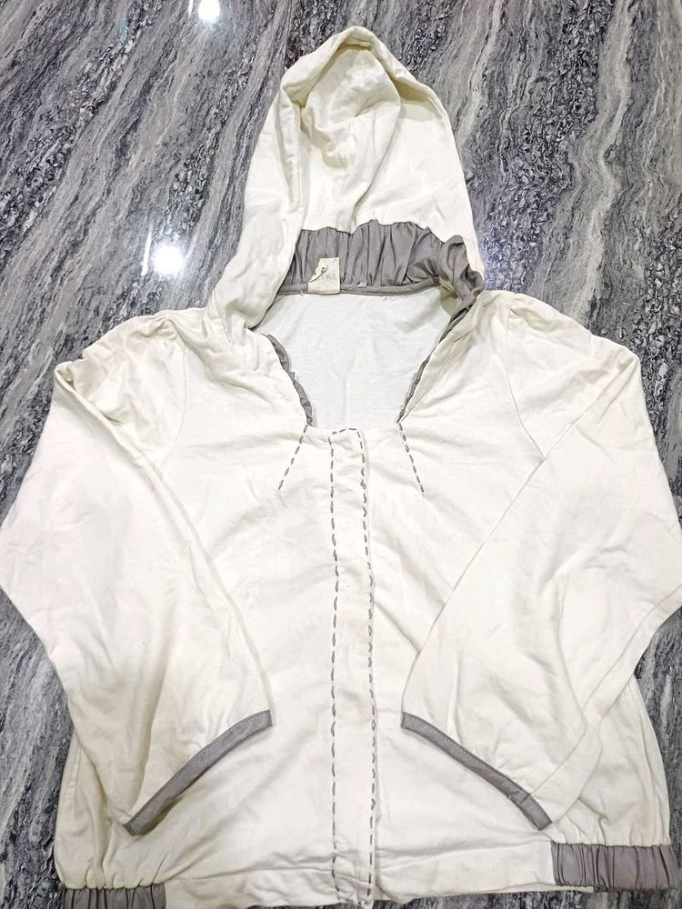 Stylish White Hooded Jacket