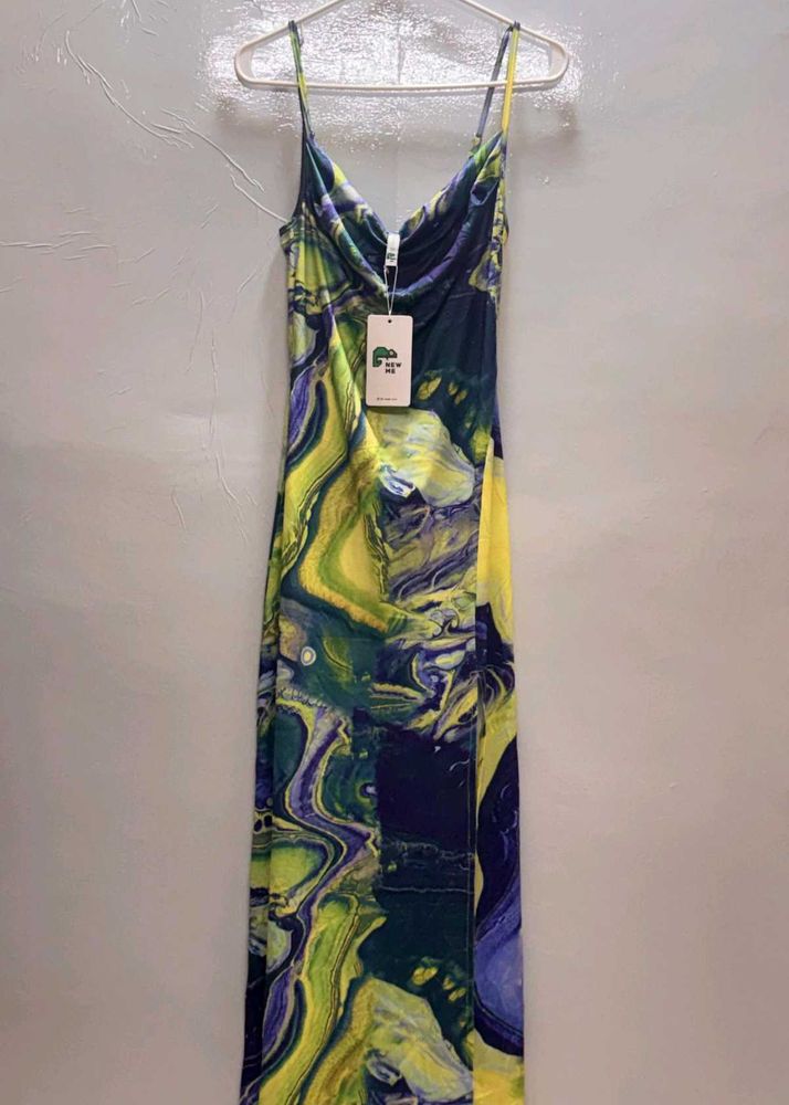 Abstract Print Spaghetti Strap Maxi Dress