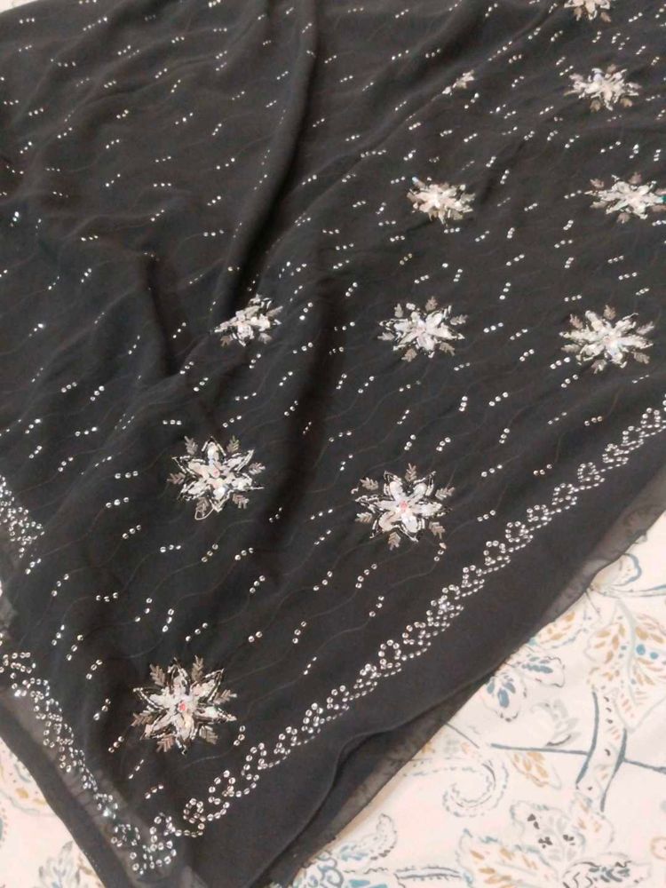 Elegant Black party Saree  (blouse size 36)