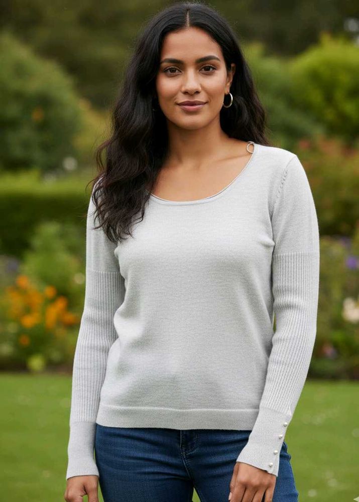 Imported Elegant Off White Knit Sweater