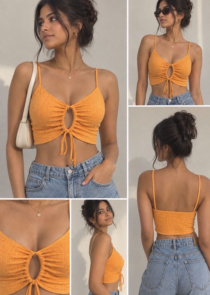 Orange Textured Cami Crop Top