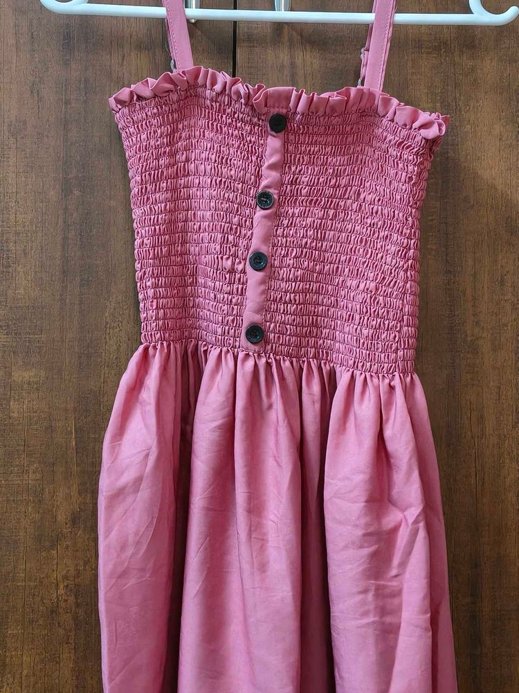 Smocked Button-Front Dress