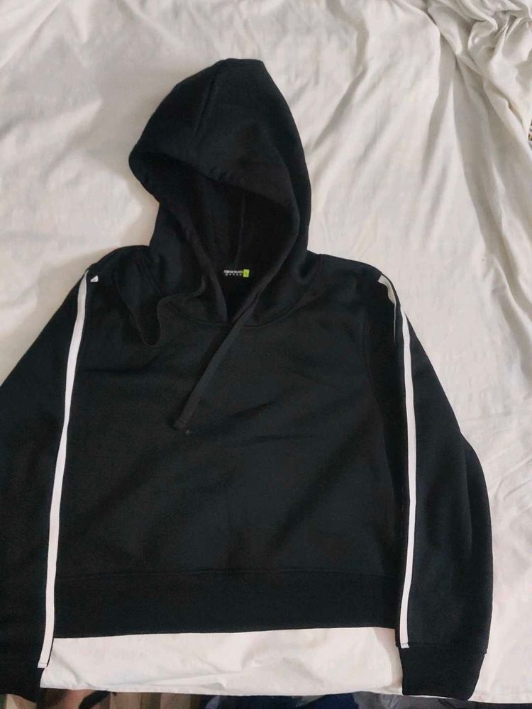 Black Hoodie with White Stripes