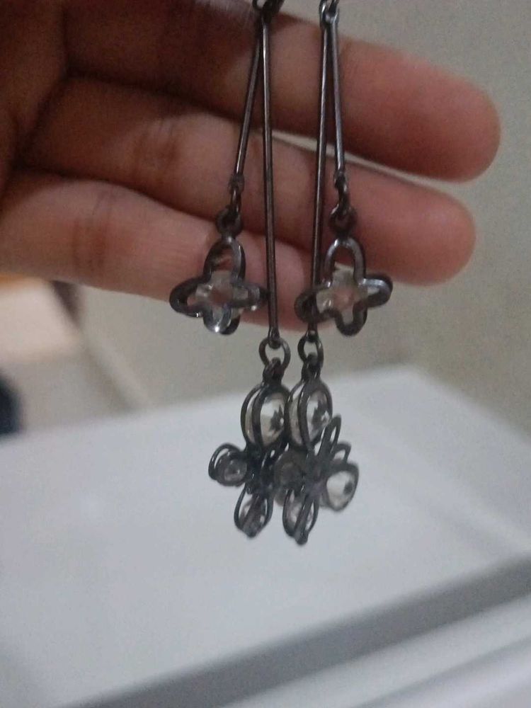 Dangle Earrings with Floral Detail