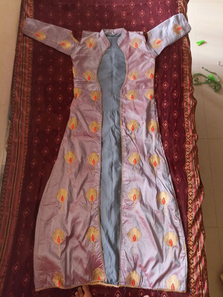🍑 Peach &amp; Grey Ethnic Designer Gown 🍑