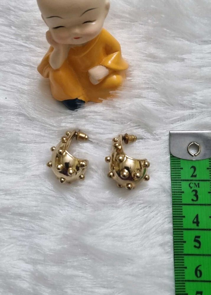 Golden Plated Studded Hoop Earrings