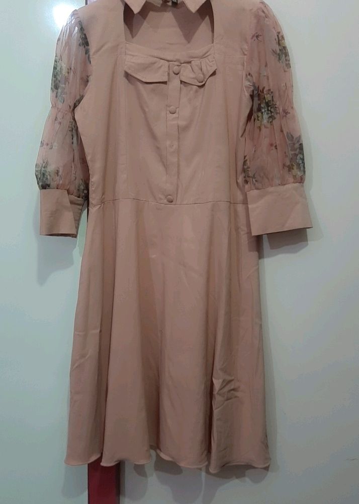 Mid Length Dress  Baby Pink Color