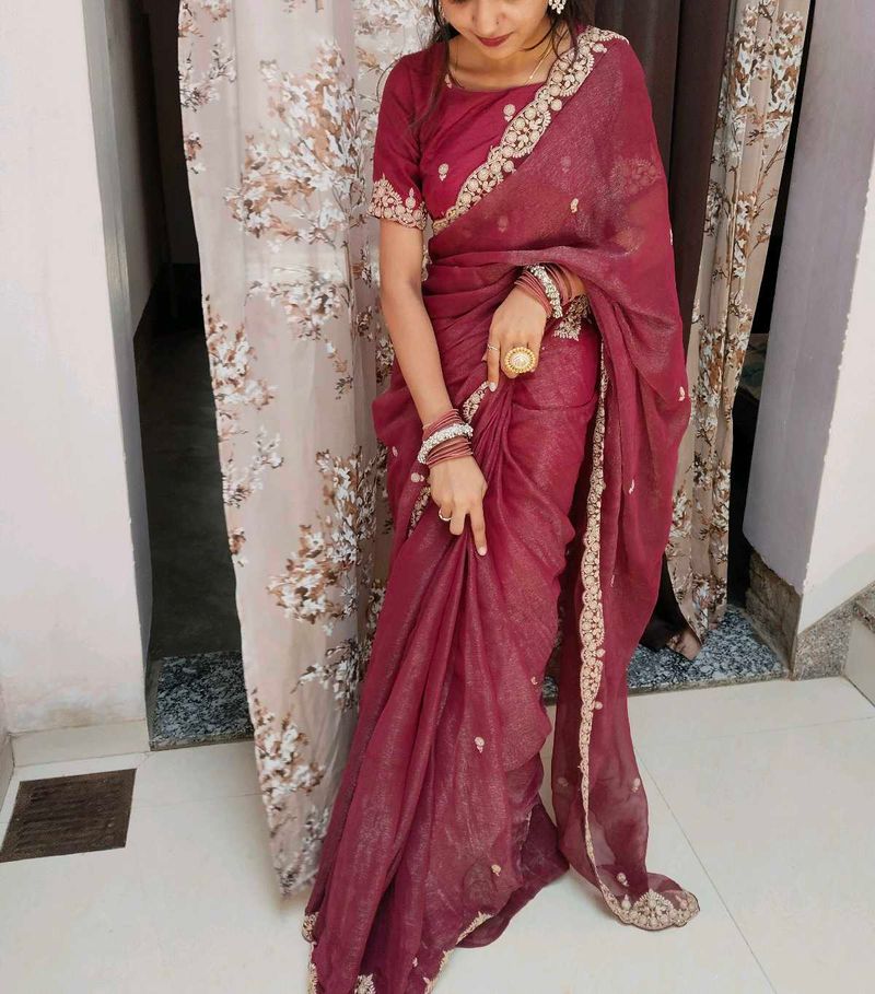 Elegant Maroon Saree