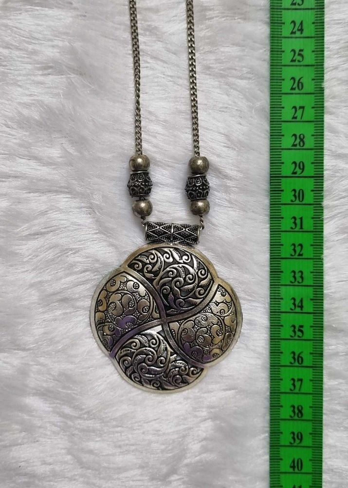 Boho Silver Tone Statement Necklace