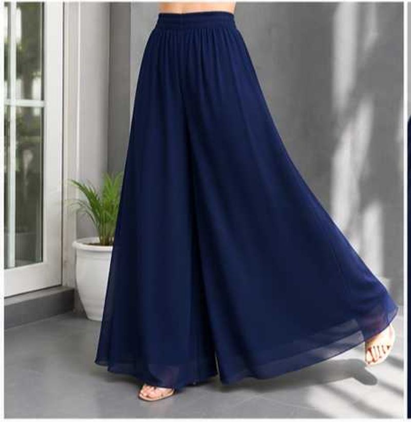 Navy Blue Flowy Palazzo Pants