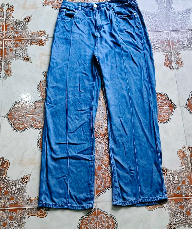 Stylish Blue Wide Leg Jeans