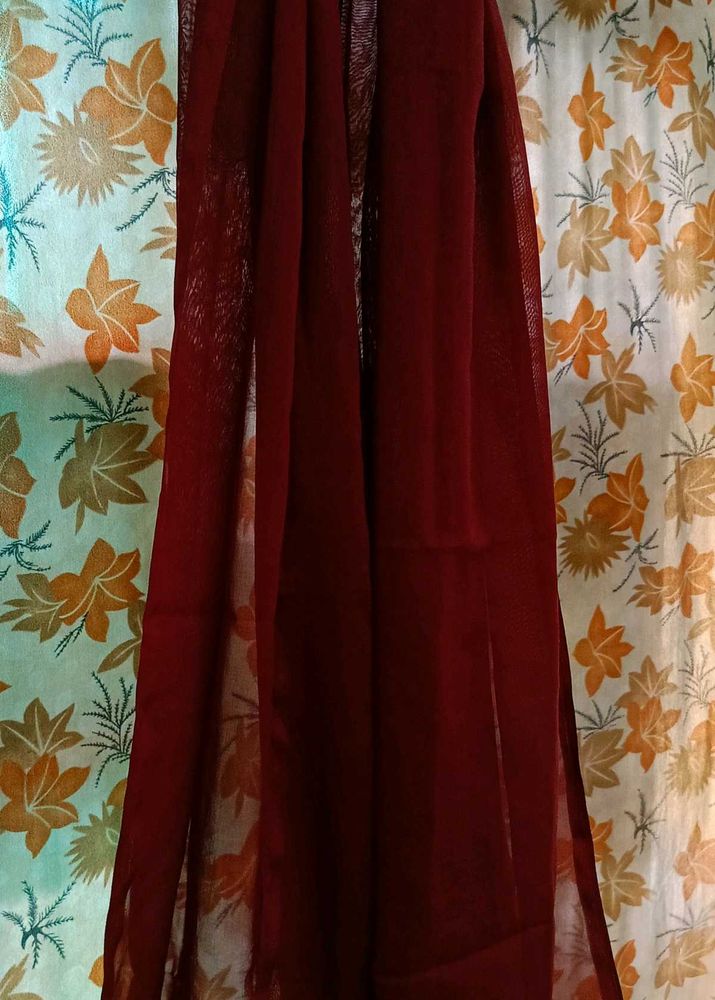 Maroon Embroidered Dupatta