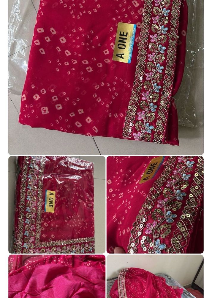 Beautiful Red Bandhani Saree