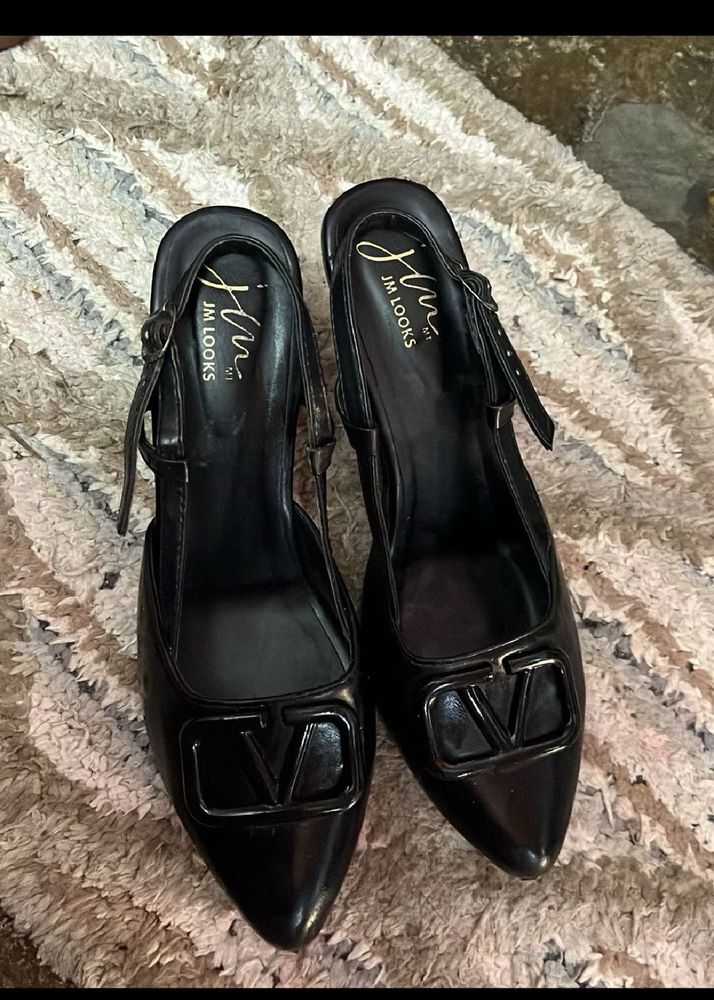 JM Looks Black Slingback Heels