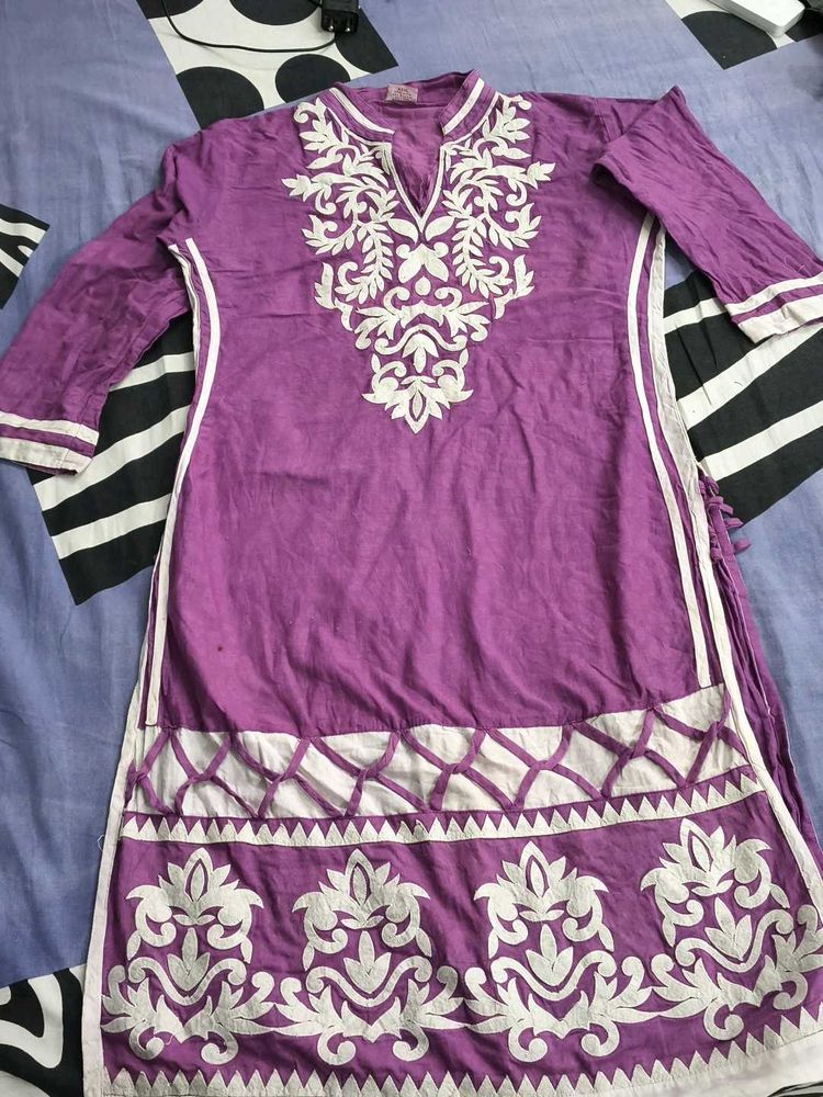 Beautiful Embroidered Purple Kurta