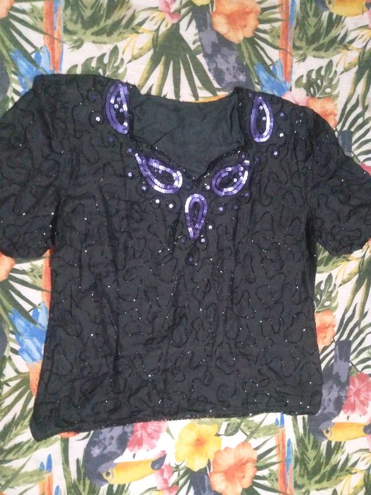 Vintage Black Embellished Top