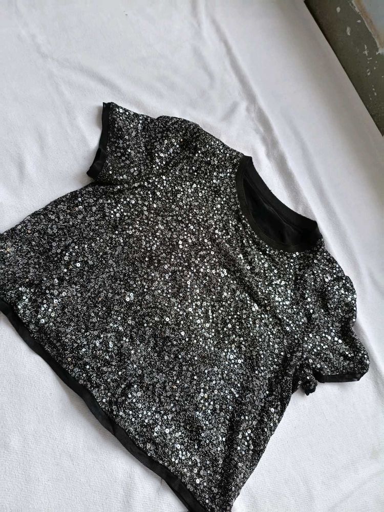 Sparkling Sequin Short Sleeve Top
