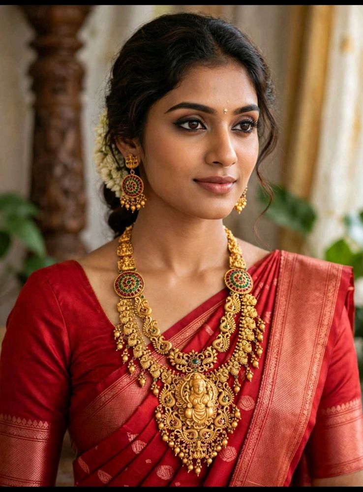 Exquisite Gold Plated Temple Jewellery Set