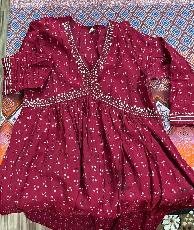 Muslin pink kurti