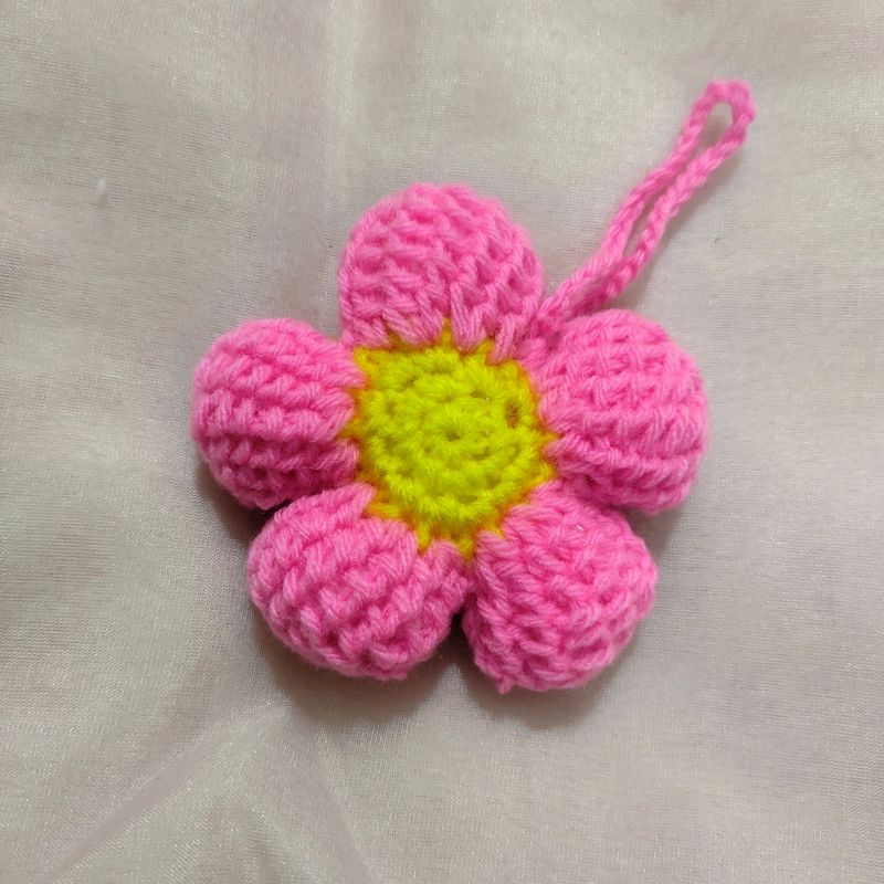 Stuffed Crochet Flower Keychain🌼🏹