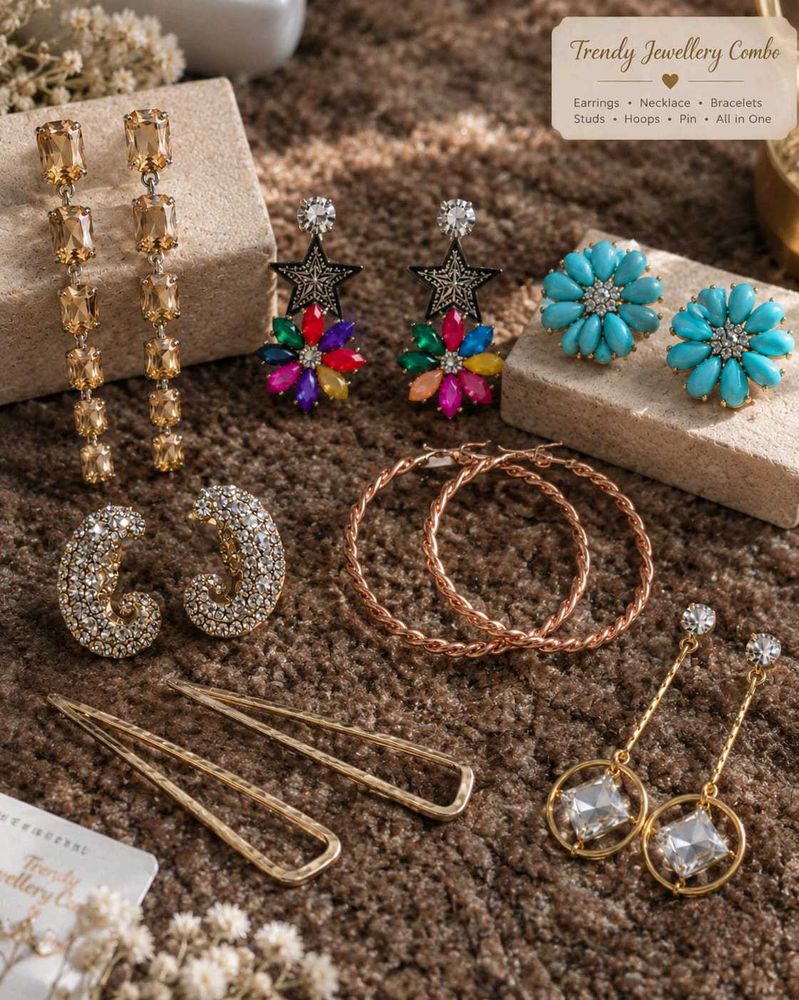 8 Combo Earrings + Locket &amp; Ring