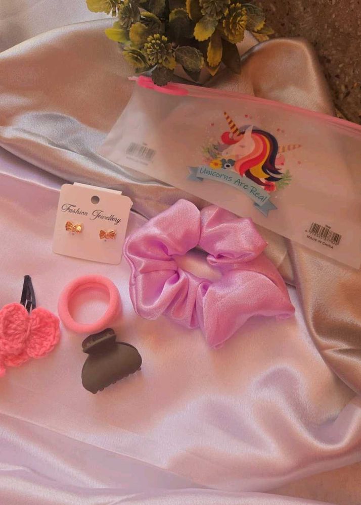 5 Cute Unicorn &amp; Bow Hair Accessories Set