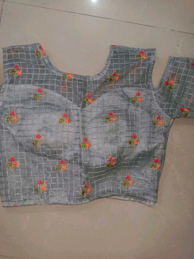 Embroidered Grey Blouse